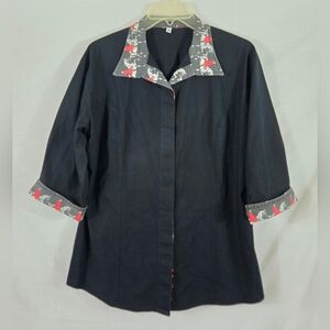 Middy N Me Women's Black Equestrian Horse 3/4 Sleeve Blouse Size 16